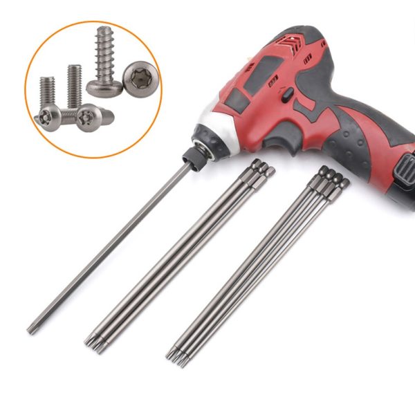 8 pièces embout de tournevis Torx 1/4 ''tige hexagonale tête de perceuse à vent 150mm 200mm clé à vis magnétique étoile T8 T10 T15 T20 T25 T27 T30 T40 – Image 5