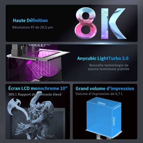ANYCUBIC Photon M3 Premium 8K LCD Imprimante 3D 10 Pouces 8K Haute R solution LCD Taille 1