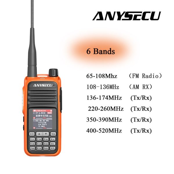 ANYSECU walkie talkie Radio bidirectionnel Amateur UV A37 bande compl te 108 520MHz Scanner Police Marine