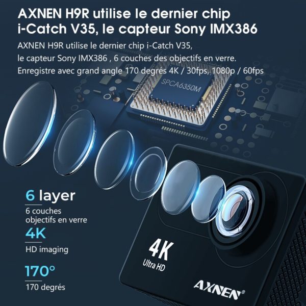 AXNEN – caméra d'action H9R H9, Ultra HD 4K, 30fps, 1080P, 60fps, WiFi, étanche, 2 pouces, 170D, enregistrement vidéo sous-marin, pour le Sport – Image 3
