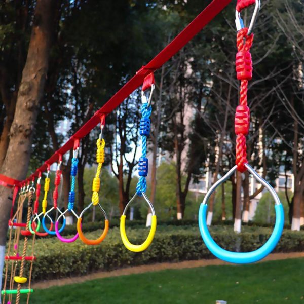 Anneau de gymnastique color pour enfants barre trap ze robuste anneaux de gymnastique en plein air 4