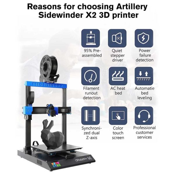 Artillery Sidewinder X2 imprimante 3D calibrage automatique ABL extrudeuse entra nement Direct Titan 180 240 degr 1