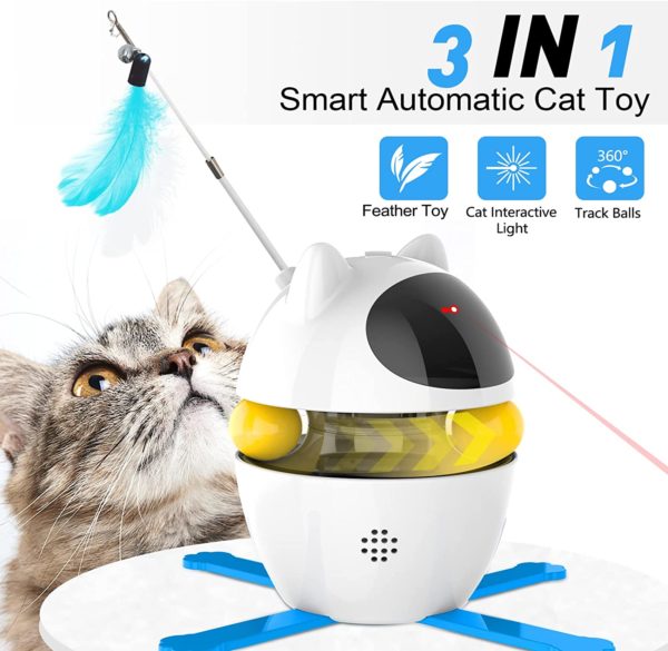 Atubang jouets interactifs pour chats 4 en 1 jouets Laser plumes et boule pour chats jouets 2