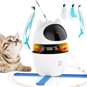 Atubang jouets interactifs pour chats 4 en 1 jouets Laser plumes et boule pour chats jouets