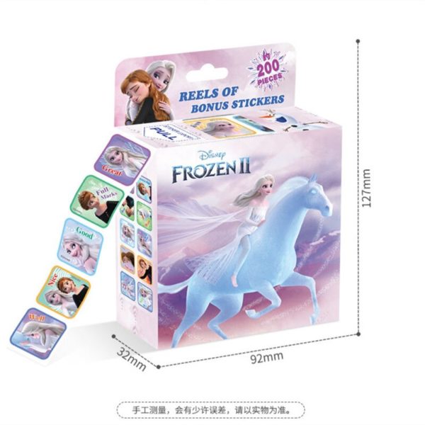 Autocollants dessin animé Disney, 200 feuilles/boîte, autocollants princesse Disney, Mickey Mouse, Minnie, la reine des neiges, mignon Kawaii, jouet pour bébé fille – Image 2