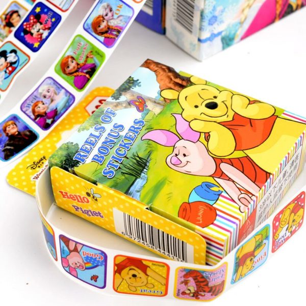 Autocollants dessin animé Disney, 200 feuilles/boîte, autocollants princesse Disney, Mickey Mouse, Minnie, la reine des neiges, mignon Kawaii, jouet pour bébé fille – Image 6