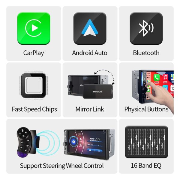 Autoradio 2din 7 pouces CarPlay et Android Auto No Ram No Rom MP5 Syst me de 5
