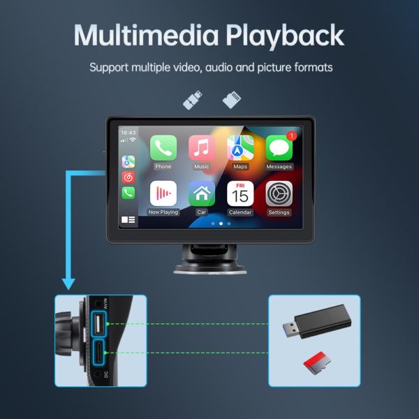 Autoradio universel 7 pouces lecteur vid o multim dia Portable sans fil CarPlay Android cran tactile 3