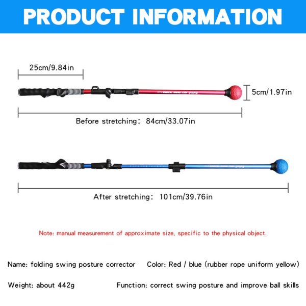 Bâton d'entraîneur de Swing de Golf pliable, correcteur de Posture, aide à la mise à niveau avec des exercices de force en corde de caoutchouc – Image 5