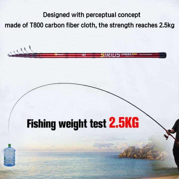 BIUTIFU Canne À Pêche Télescopique en Fibre de Carbone T800, Format Voyage, Très Légère, 4 m, 4,5 m, 5 m, 5,5 m, 6 m, 6,5 m, Flotteur 30 g, Pêche à la Truite, Pêche à la Bolognaise – Image 6