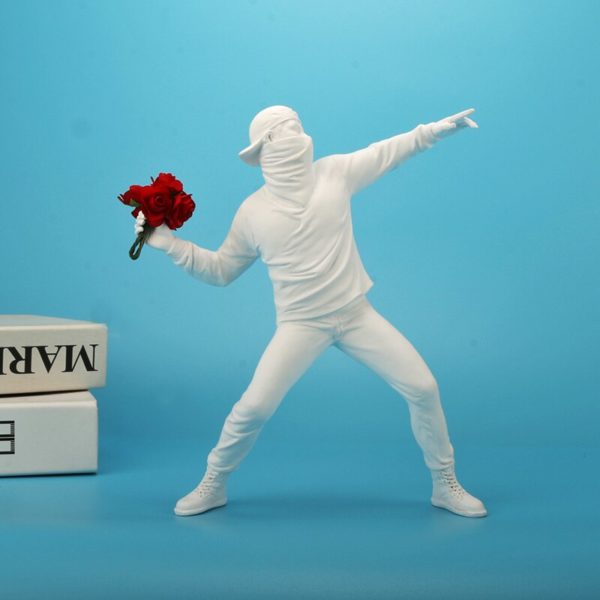 Banksy figurine de gar on en forme de fleur d coration de bureau vent industriel tendance 1
