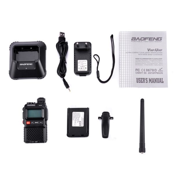 Baofeng Mini walkie talkie UV 3R Plus pour enfants chargeur Usb Radio bidirectionnelle UV3R Vhf Uhf 5