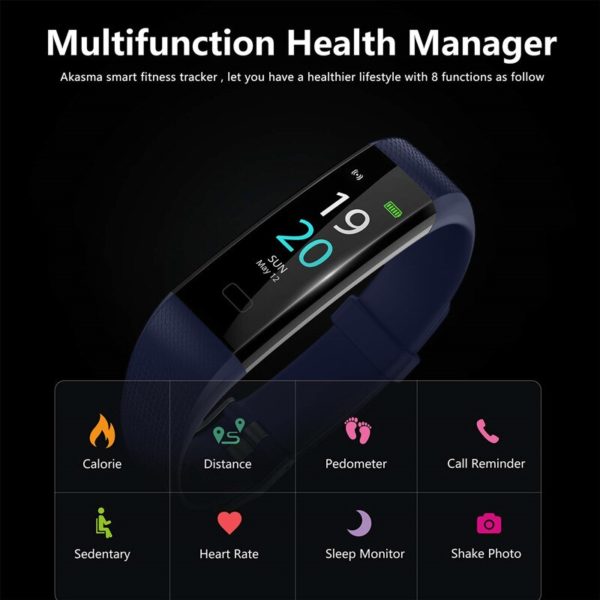 Bracelet Intelligent de Sport Bluetooth plus, Étanche, Moniteur Électronique de Fréquence Cardiaque, Oxygène dans le Sang et de Pression Artérielle pour Adultes – Image 2