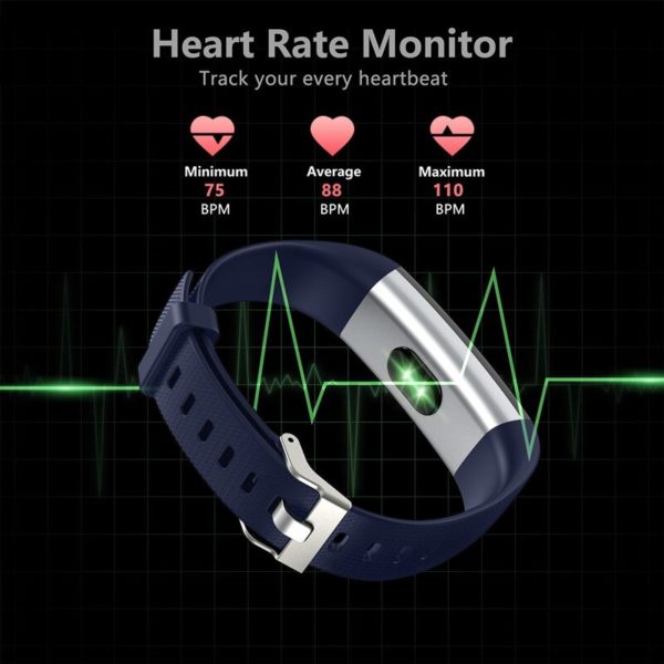 Bracelet Intelligent de Sport Bluetooth plus, Étanche, Moniteur Électronique de Fréquence Cardiaque, Oxygène dans le Sang et de Pression Artérielle pour Adultes – Image 3