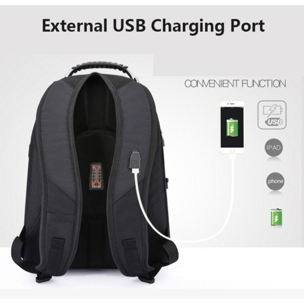 CROSSTEN Sac Dos Durable pour Ordinateur Portable de Voyage Livres d Universit Port de Chargement USB 3