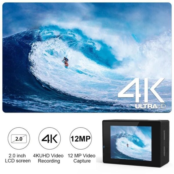 Caméra d'action WiFi Ultra HD 4K/30fps, 2 pouces, 170D, étanche sous-marine, enregistrement vidéo, Sport, plein air – Image 2