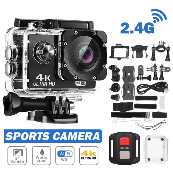 Caméra d'action WiFi Ultra HD 4K/30fps, 2 pouces, 170D, étanche sous-marine, enregistrement vidéo, Sport, plein air