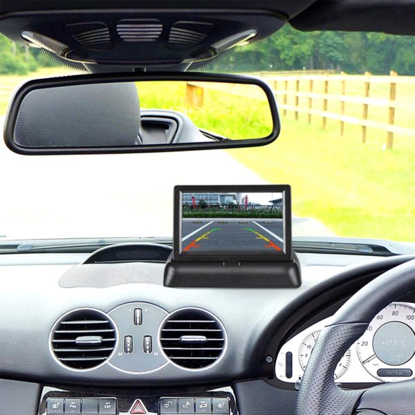 Caméra de recul pour voiture, moniteur de recul, écran LCD pliable, étanche, vidéo automobile – Image 2