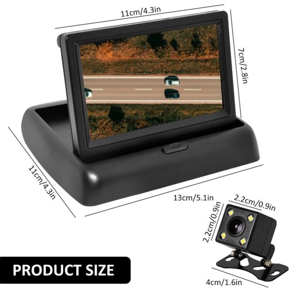 Caméra de recul pour voiture, moniteur de recul, écran LCD pliable, étanche, vidéo automobile – Image 6