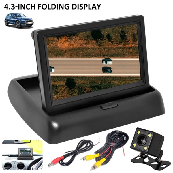 Caméra de recul pour voiture, moniteur de recul, écran LCD pliable, étanche, vidéo automobile