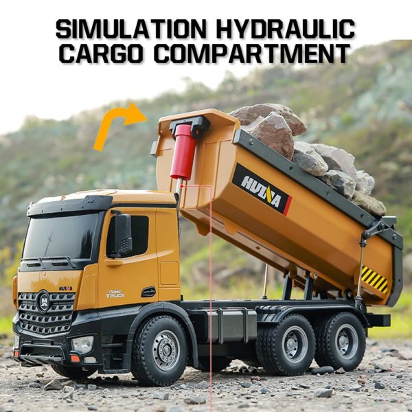 Camion HUINA RC 1:14, tracteur en alliage, véhicule d'ingénierie, 2.4GHz, commande Renmote, voiture à benne RC, jouet éducatif pour garçons, cadeau – Image 2