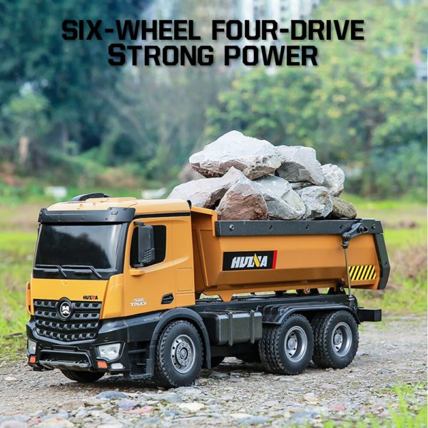 Camion HUINA RC 1:14, tracteur en alliage, véhicule d'ingénierie, 2.4GHz, commande Renmote, voiture à benne RC, jouet éducatif pour garçons, cadeau – Image 3