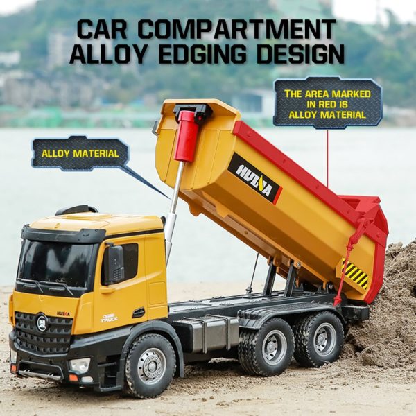 Camion HUINA RC 1:14, tracteur en alliage, véhicule d'ingénierie, 2.4GHz, commande Renmote, voiture à benne RC, jouet éducatif pour garçons, cadeau – Image 5