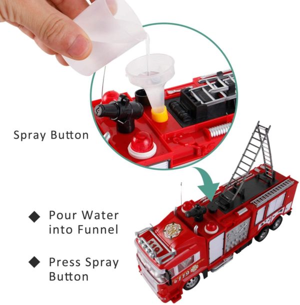 Camion de pompiers radiocommand avec pompe eau jouet de sauvetage pour enfants 2