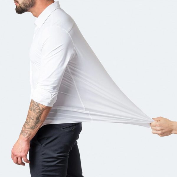 Chemise manches longues pour hommes extensible dans les quatre sens sans repassage merceris Vertical taille europ 1