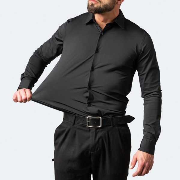 Chemise manches longues pour hommes extensible dans les quatre sens sans repassage merceris Vertical taille europ 2