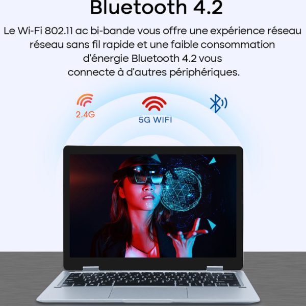 DERE – pc portable V10 avec écran tactile de 11.6 pouces, Windows 11, 12 go de RAM, SSD de 512 go, écran pliable à 360 °, processeur Intel Celeron N4000 – Image 6