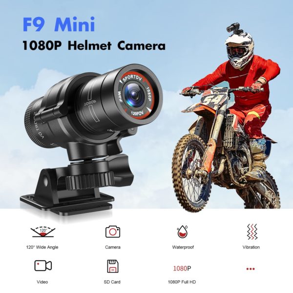 F9 cam ra d action HD 1080P pour casque de moto cam ra de Sport en 1