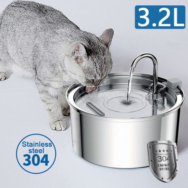 Fontaine eau intelligente en acier inoxydable pour chats abreuvoir automatique distributeur d eau pour animaux de