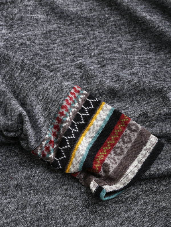 Haut Tribal rayures g om triques pour femmes tricot capuche manches longues faux boutons d contract 2