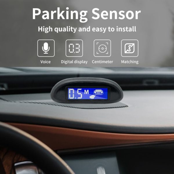 Hippcron – capteur de stationnement pour voiture, avec moniteur LED de recul, 4 capteurs, système de détection de Radar, affichage rétroéclairé