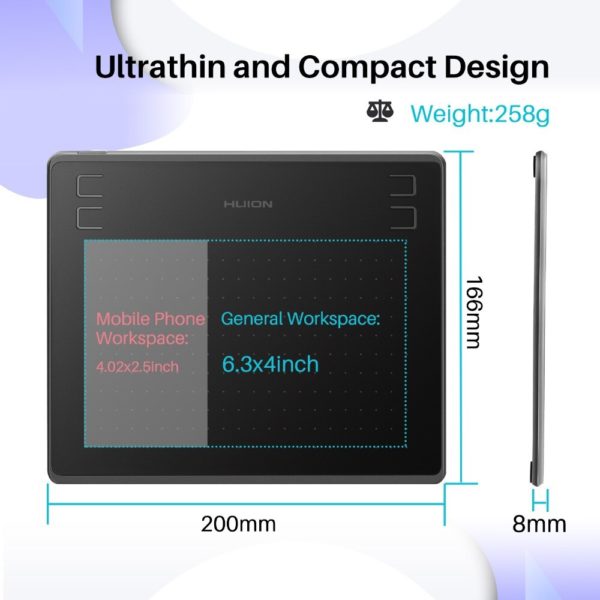 Huion tablette graphique HS64 6x4 pouces pour dessin Digital ultra fine sans batterie stylet OSU pour 4