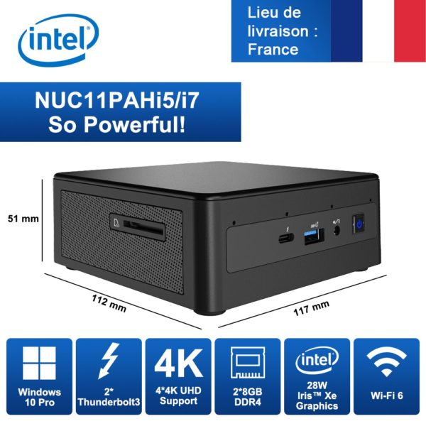 Intel NUC 11 Mini PC Core i5 1135G7 Noyau i7 1165G7 Win10 Pro Mini Ordinateur 28W