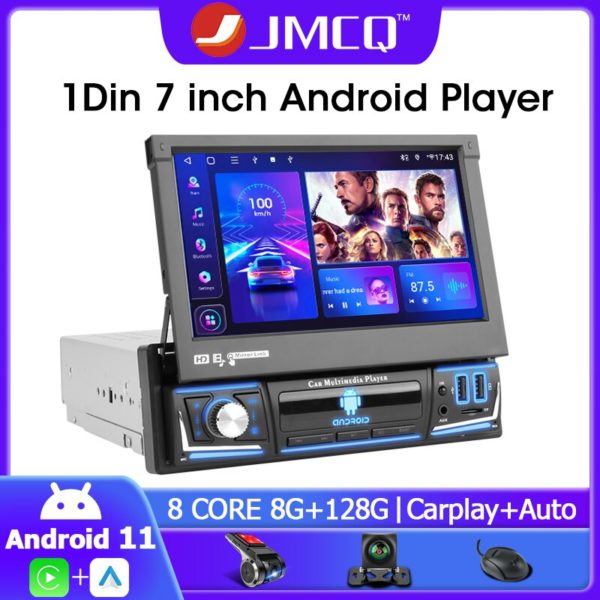JMCQ 1din universel Android 11 autoradio Navigation GPS 7 IPS cran r tractable lecteur multim dia