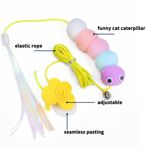 Jouets en forme de chenille pour chat jouet interactif et amusant avec souris attraper en corde 2