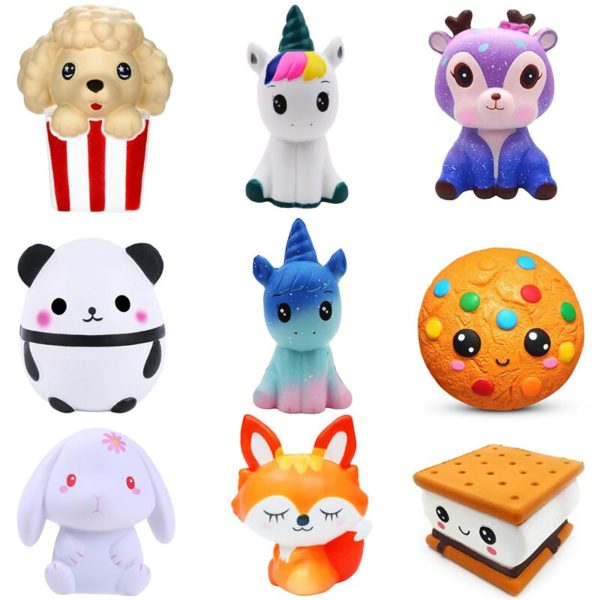 Jumbo Kawaii pop corn licorne gâteau Squishy Donut Fruit Squishi lent croissant Stress soulagement jouets à presser pour bébé enfants cadeau de charme