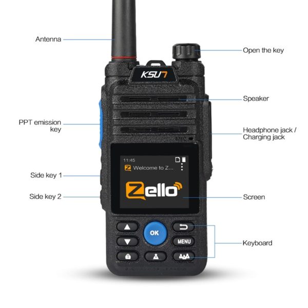 KSUN walkie talkie PTT Android carte SIM 4G 3G r seau Radio WIFI bluetooth metteur r 2