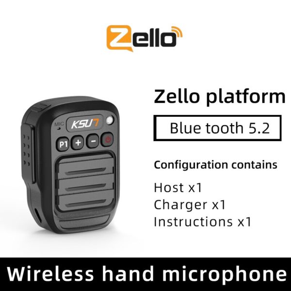 KSUN – walkie-talkie PTT batterie 1000mAh, Microphone sans fil Bluetooth pour téléphone Android Zello App,ZL10, ZL20, ZL30, ZL60