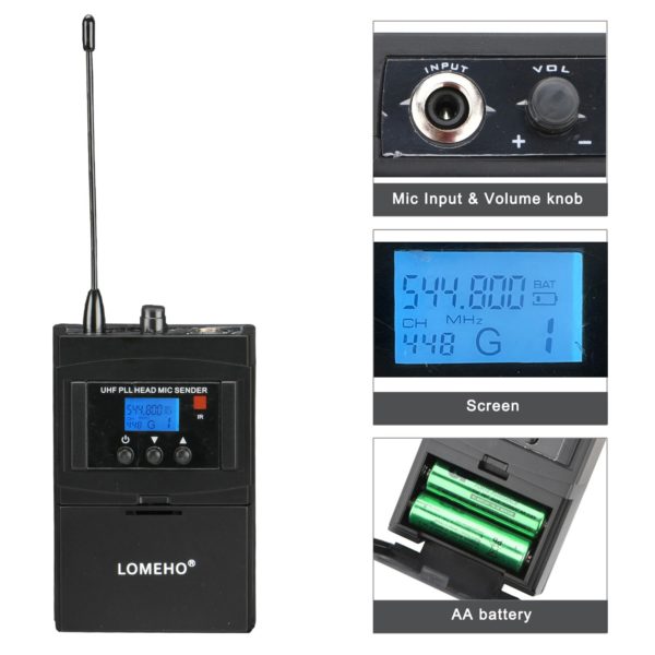 LOMEHO Microphone sans fil UHF 2 voies 450 canaux 50M fr quence r glable Anti retour 1