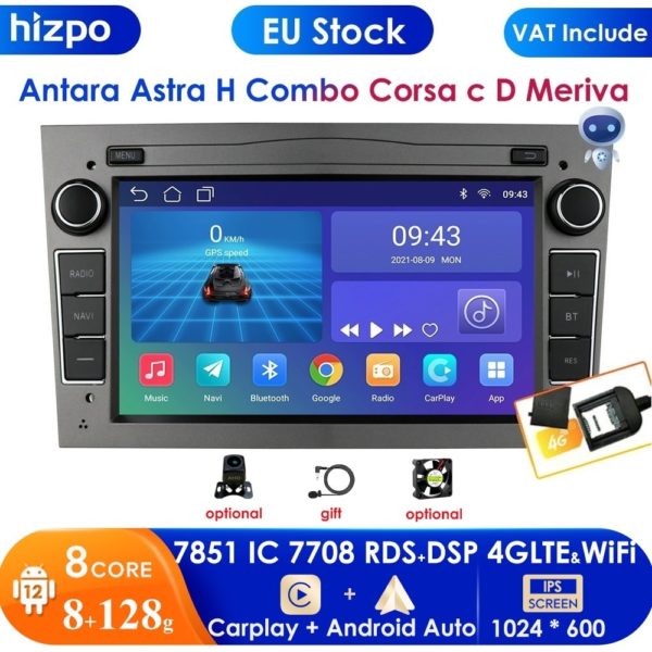Lecteur GPS de voiture 64G 4G LTE Android 2 Din pour Opel Astra H J 2004