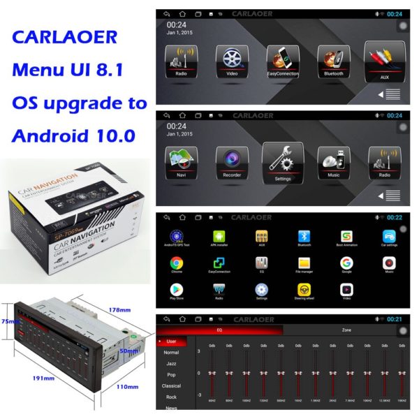Lecteur multimédia Android avec écran tactile, autoradio avec navigation GPS, Wi-Fi, Bluetooth, vidéo et stéréo universel, 1DIN, 6,9 pouce – Image 3