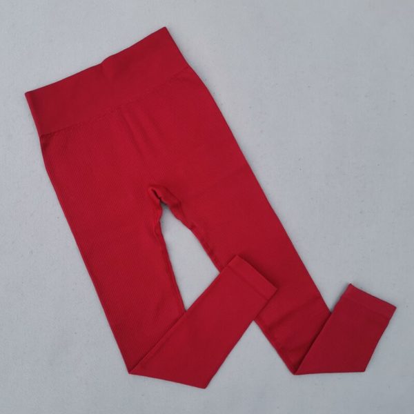 Leggings côtelés sans couture pour femmes, pantalons de Yoga, de sport, Push-Up, vêtements de gymnastique, taille haute, collants d'entraînement et de Fitness – Image 3