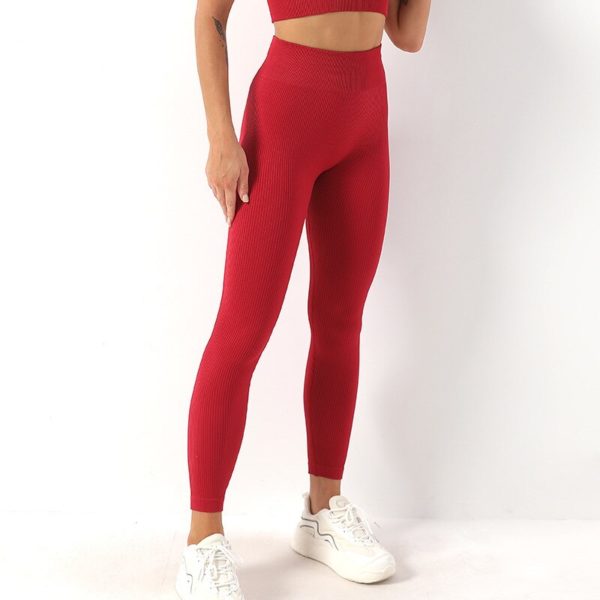 Leggings côtelés sans couture pour femmes, pantalons de Yoga, de sport, Push-Up, vêtements de gymnastique, taille haute, collants d'entraînement et de Fitness – Image 5