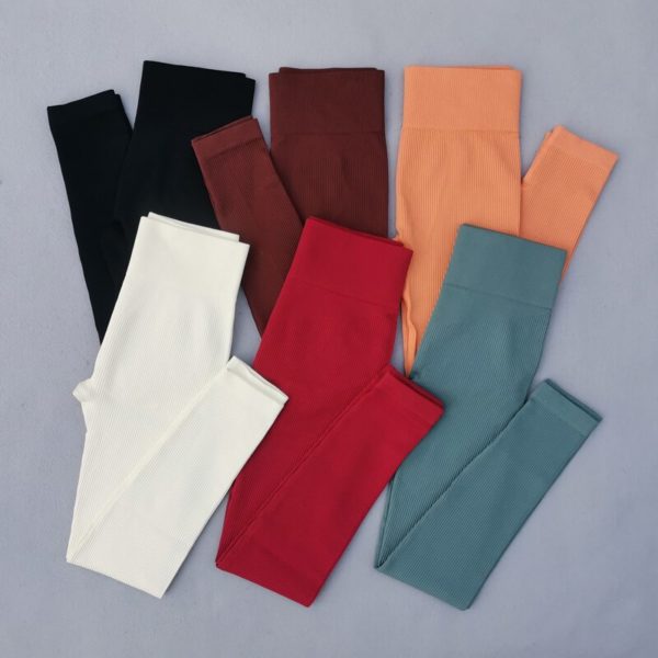Leggings côtelés sans couture pour femmes, pantalons de Yoga, de sport, Push-Up, vêtements de gymnastique, taille haute, collants d'entraînement et de Fitness