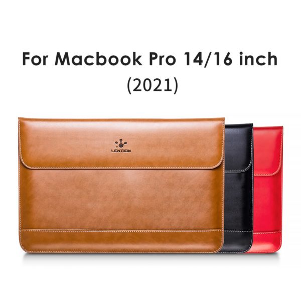 Lention – sacoche en cuir pour ordinateur portable, étui pour nouveau Macbook Pro 14 16 pouces 2021 M1 modèle A2442 A2485