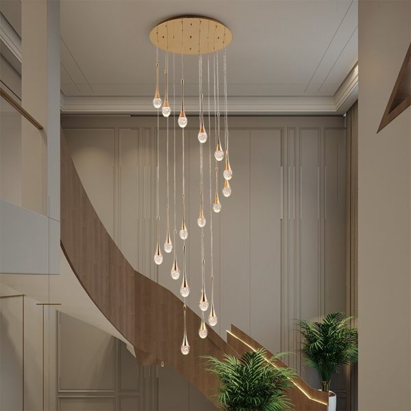 Lustre suspendu de style nordique dor ligne de suspension d coration pour escalier de villa salon 3
